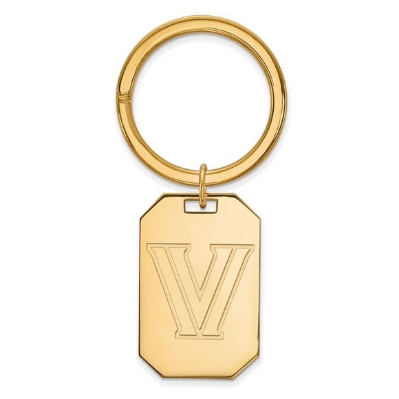 14k Gold Plated Silver Villanova U Key Chain - Picture 1 of 3